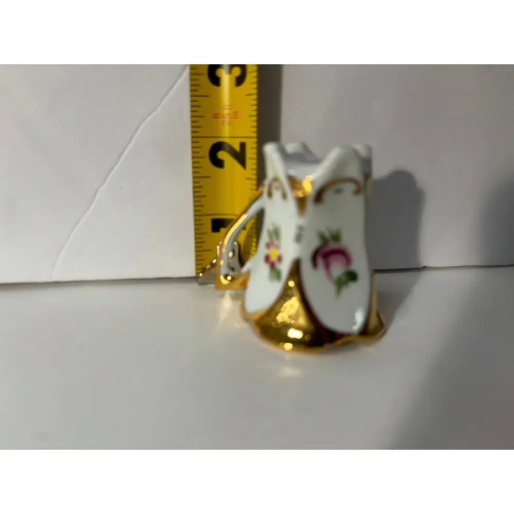 Delicate Hand Painted Footed Demitasse Gold Floral Aveiro Portugal Espresso Cup